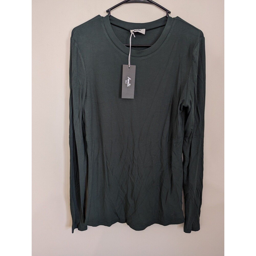 NWT Amalli Talli Favorite Emerald Ribbed Long Sleeve Top size Large